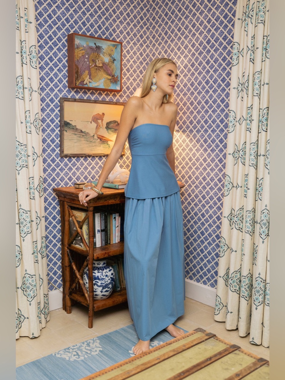 LA MAREGOLD *SET* Saxa Skirt & Celine Top in Blue Size Large VGUC